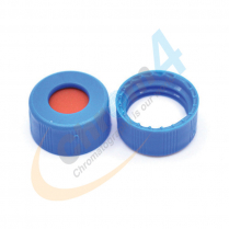 9mm Blue Screw Cap, Tan PTFE/Red Silicone Rubber