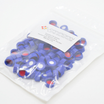 9mm Blue Screw Cap, Bonded Red PTFE/White Silicone