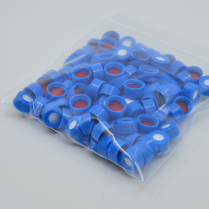 9mm Blue Screw Cap, Red PTFE/White Silicone