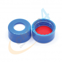 9mm Blue Screw Cap, Red PTFE/White Silicone
