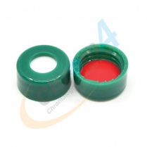 9mm Green Screw Cap, Red PTFE/White Silicone