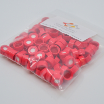 9mm Red Screw Cap, Red PTFE/White Silicone