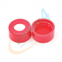 9mm Red Screw Cap, Red PTFE/White Silicone