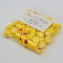 9mm Yellow Screw Cap, Red PTFE/White Silicone