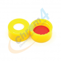 9mm Yellow Screw Cap, Red PTFE/White Silicone