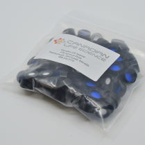 9mm Black Screw Cap, Blue PTFE/White Silicone