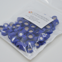 9mm Blue Screw Cap, Beige PTFE/Silicone, Bonded