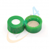 9mm Green Screw Cap, Beige PTFE/Silicone, Bonded
