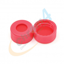 9mm Red Screw Cap,Red PTFE/White Sili Rubber/Red PTFE Ribbed
