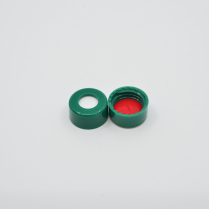 9mm Green Screw Cap, Red PTFE/White Silicone, pre-slit