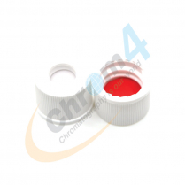 8-425 White Screw Cap, Red PTFE/White Silicone