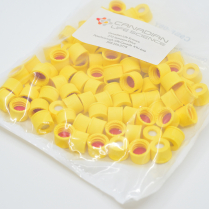 8-425 Yellow Screw Cap, Red PTFE/White Silicone