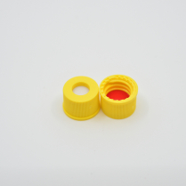 8-425 Yellow Screw Cap, Red PTFE/White Silicone