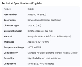 BRAKE CHAMBER DIAPHRAGM TYPE 30