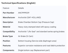 ANCHORLOK BRAKE CHAMBER BOTTOM CAP