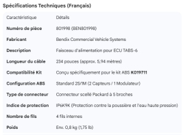 BENDIX POWER CABLE POWER CABLE FOR K019711