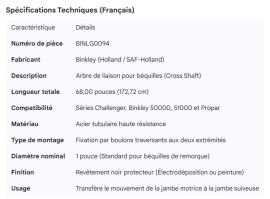 BINKLEY CROSS SHAFT 68.00"