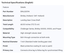 BINKLEY CROSS SHAFT 68.00"