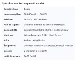 BINKLEY GEAR BOX COVER