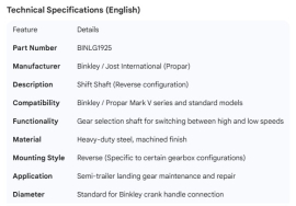 BINKLEY SHIFT SHAFT REVERSE PROPAR
