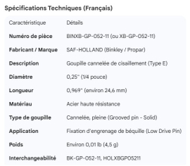 BINKLEY LOW DRIVE PIN 0.25" X 0.969"