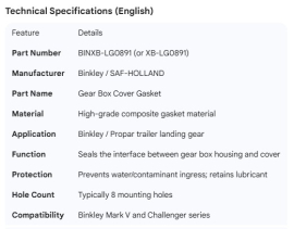 BINKLEY GEAR BOX COVER GASKET