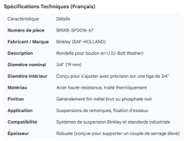 BINKLEY WASHER U-BOLT 3/4"