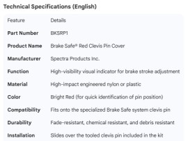 BRAKE SAFE RED CLEVIS PIN COVER