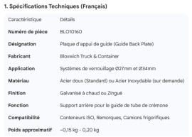 BLOXWICH GUIDE BACK PLATE