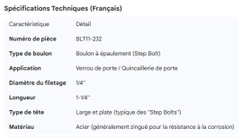 DOOR BOLT STEP BOLT 1/4" X 1-1/4"