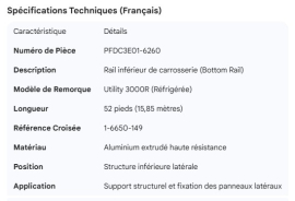UTILITY BOTTOM RAIL 3000R 52' 1-6650-149