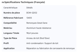 GREAT-DANE ROOF BOW ALUMINUM 98.61" 13405