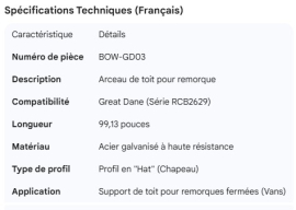 GREAT-DANE ROOF BOW 99.13" RCB2629