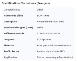 STRICK ROOF BOW 92.75" STRAA39C00020100
