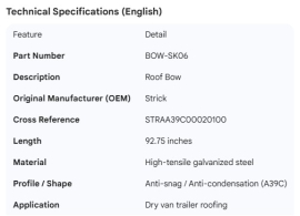 STRICK ROOF BOW 92.75" STRAA39C00020100