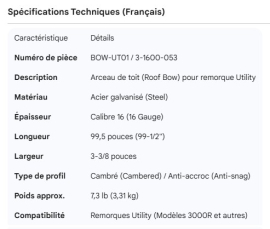 UTILITY ROOF BOW 99.5" 3-1600-053