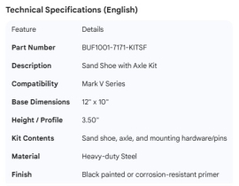 SAND SHOE WITH AXLE MARK V 12" X 10" X 3.50"