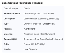 GREAT-DANE CORNER CAP CCB7177,  40701232