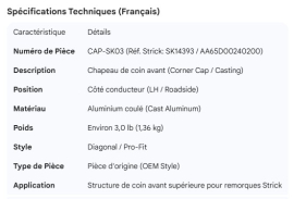 STRICK CORNER CAP LH SK14393