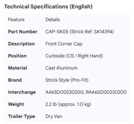 STRICK CORNER CAP SK14394