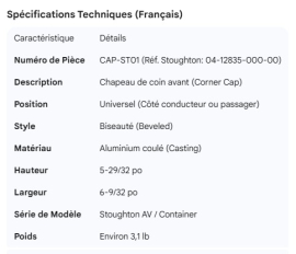 STOUGHTON CORNER CAP 04-12835-000-00