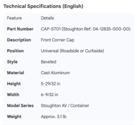 STOUGHTON CORNER CAP 04-12835-000-00