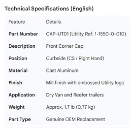 UTILITY CORNER CAP 1-1550-010