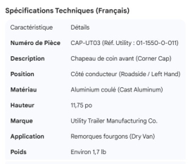 UTILITY CORNER CAP 1-1550-011