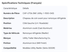 UTILITY CORNER CAP LH 1-1550-043