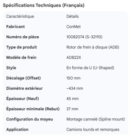 CONMET ADB22X ROTOR 150MM U-SHAPED (S-32193)