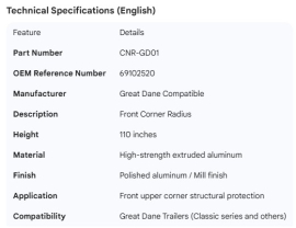 GREAT-DANE CORNER RADIUS 110" 69102520