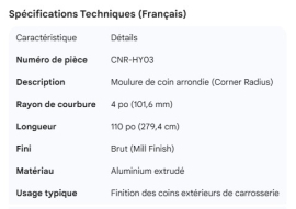 CORNER RADIUS 4" X  110" MILL FINISH	