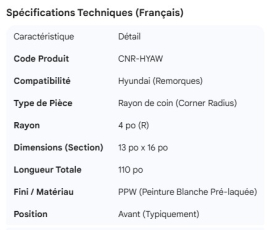 HYUNDAI CORNER RADIUS 4"R  X 13" X 16" X 110" PPW