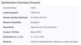 STOUGHTON CORNER RADIUS WHT 01-20165-XXX-00 5"X 6.5"X9.25"